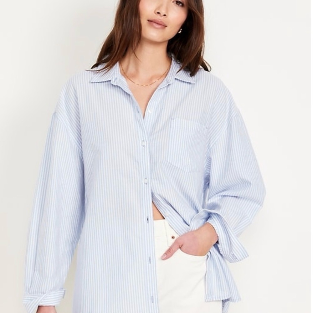Old Navy Light Blue Striped Button Down Shirt